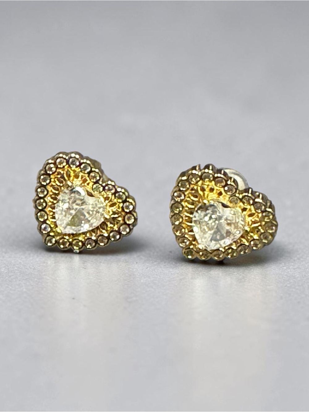 14k Gold Plated Heart Shaped Moissanite Stud Earrings